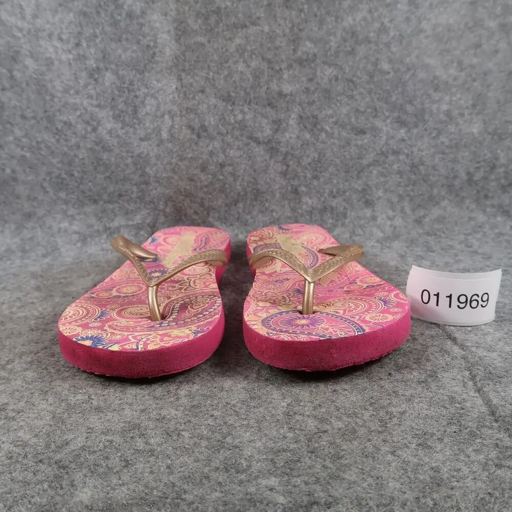 Wallflower Shoes Girls 5 Sandals Flip Flops Casual Slip On Pink Paisley Flat Kid